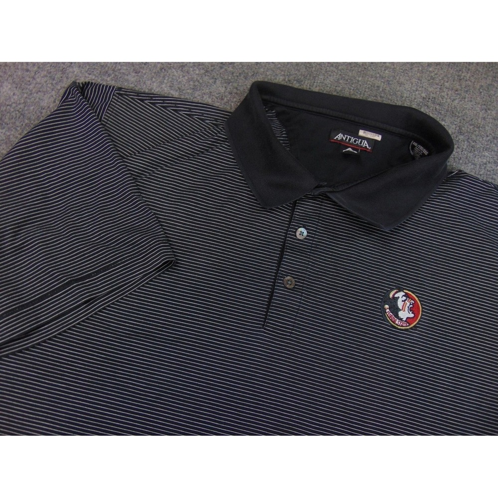 Florida State Polo Mens 2XL Black Striped Antigua Short Sleeve Seminoles
